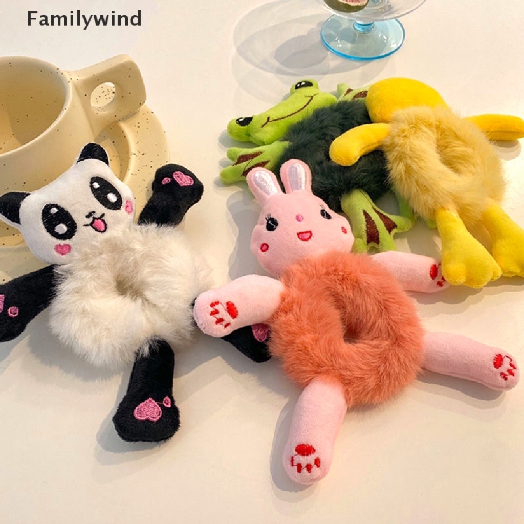 Dây Cột Tóc Đuôi Ngựa Co Giãn Hình Thỏ / Gấu Trúc / Ếch Nhồi Bông