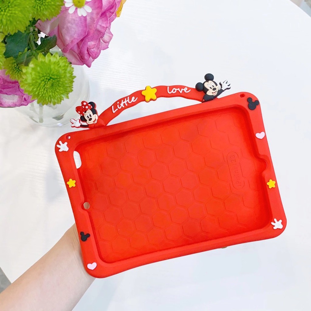 Ốp silicon mềm chống rơi có tay cầm hình chuột Mickey dễ thương cho iPad 5/ipad6/pro//iPad2/3/4/mini5