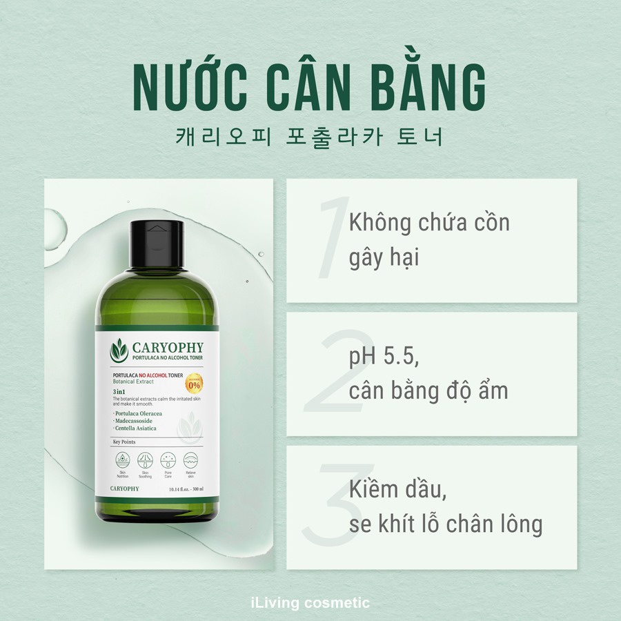 Combo chăm sóc da mụn Caryophy Portulaca (sữa rửa mặt 30ml và toner 50ml) ILIVING-CARCBMNSRMTN