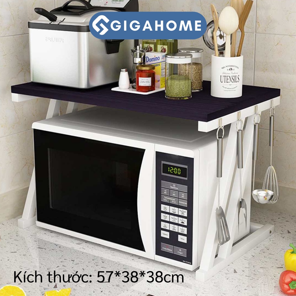 Kệ Nhà Bếp Để Lò Vi Sóng 2 Tầng Chân Chữ Z GIGAHOME Kèm Móc Treo Tiện Lợi 9466