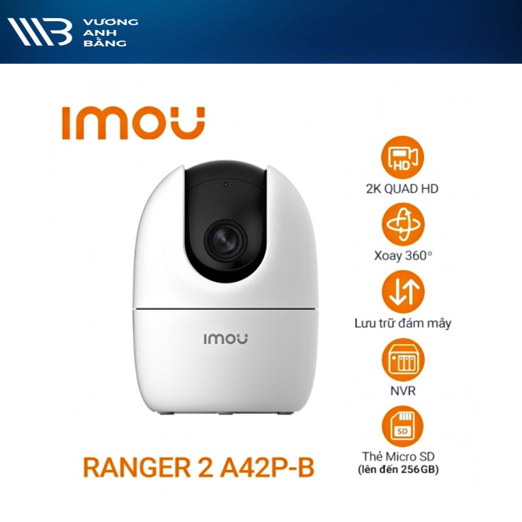 Camera IP Wifi IMOU Ranger 2 IPC-A42P-D 4MP Robo Chính hãng (H.264, QHD, Đàm thoại 2 chiều, Xoay 360)