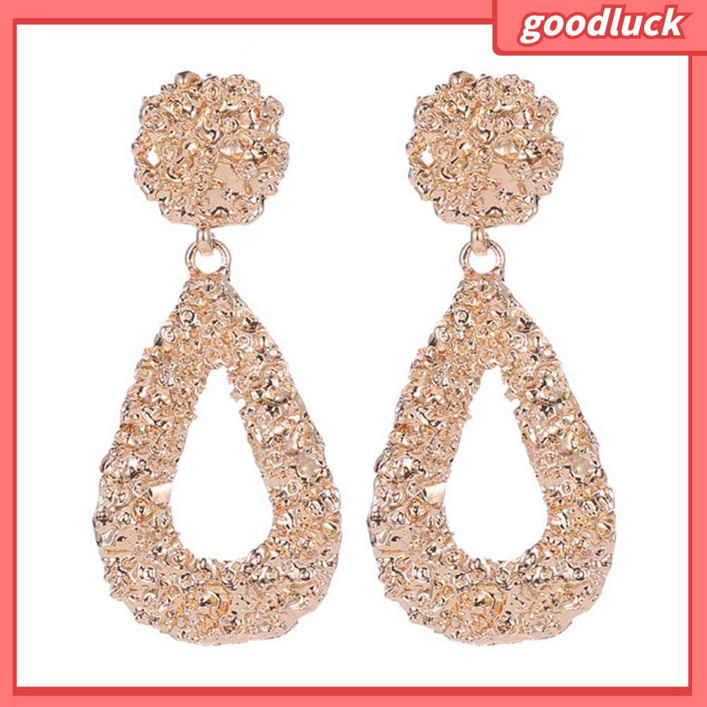 Bohemia Phụ nữ Hình học Emboss Rỗng Giọt nước mắt Dangle Stud Bông tai Trang sức Quà tặng