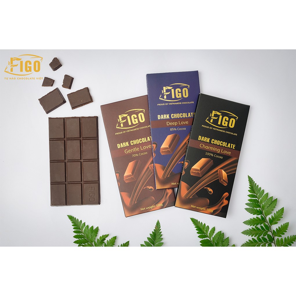 [Chính hãng] Dark Chocolate 85% Cacao FIGO, Socola đen đắng 85% Cacao giảm cân Figo, ăn Keto, DAS thanh 100gr