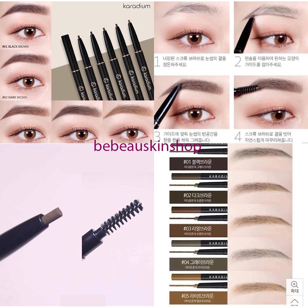 Chì kẻ mày 2 đầu Karadium Flat Eyebrown Pencil