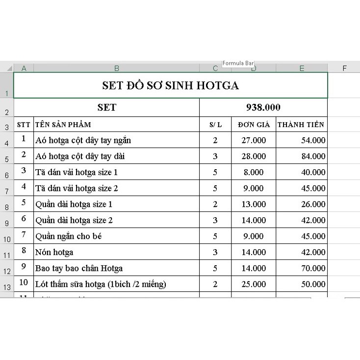SET ĐỒ SƠ SINH CHO BÉ TRAI CỦA HOTGA