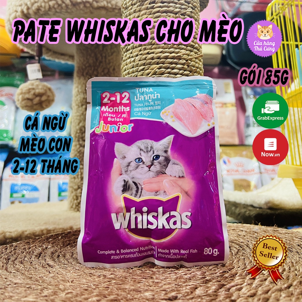 Pate Mèo con, mèo lớn Whiskas 80g thức ăn dinh dưỡng cho mèo
