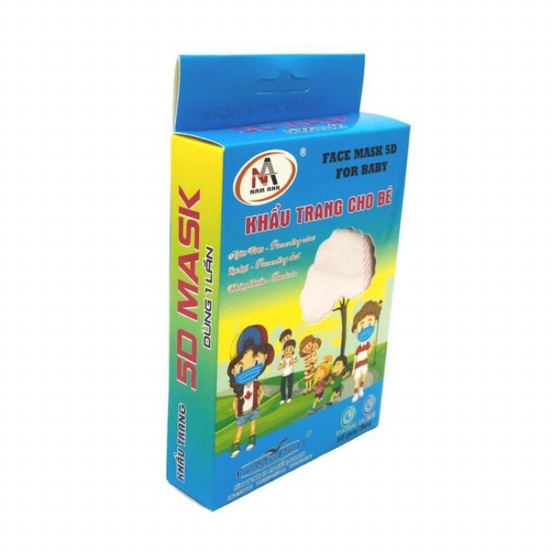 Khẩu trang trẻ em 5D Farmapro - Nam Anh (hộp 10 cái)