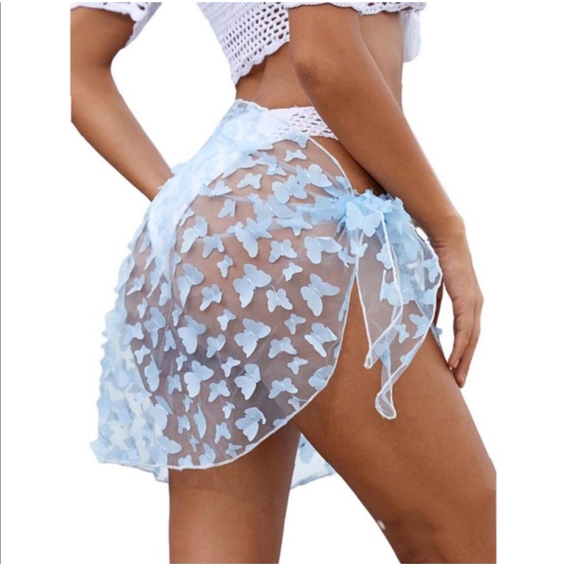 Khăn Quấn Hông Bikini Cover Up Cánh Bướm Nổi 3D