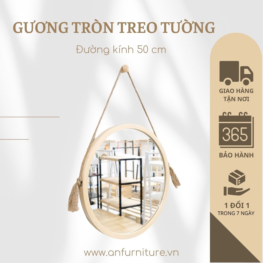 Gương tròn treo tường sang trọng