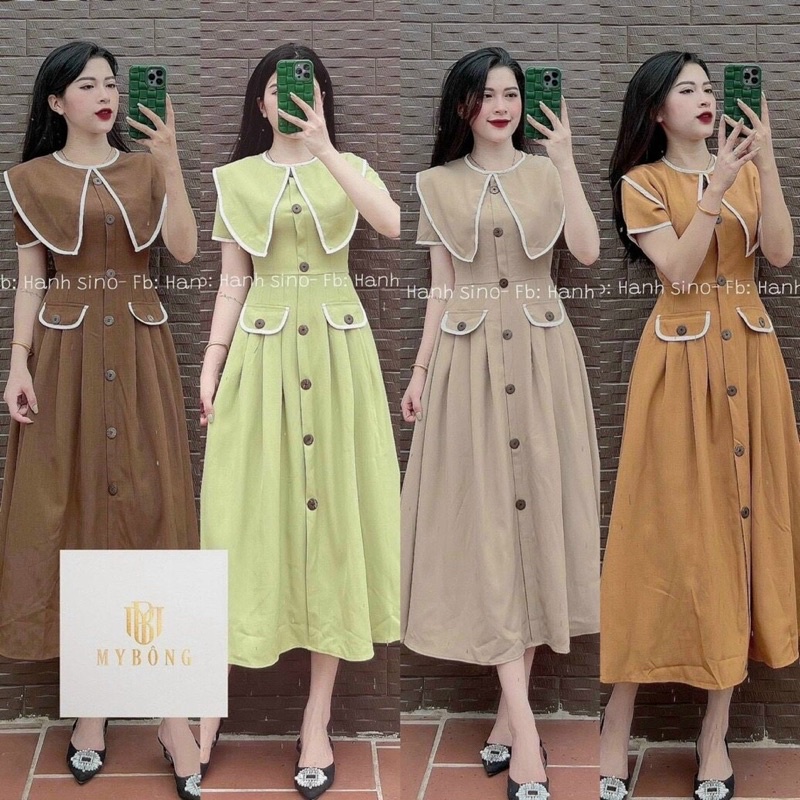 ĐẦM MAXI CỔ THUỶ THỦ VIỀN MÀU DÁNG DÀI M03
