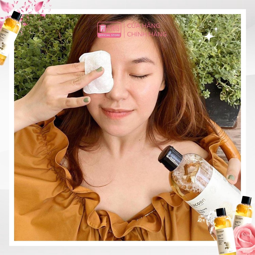 Tẩy trang hoa hồng thuần chay COCOON cấp ẩm mềm mịn da 500ml