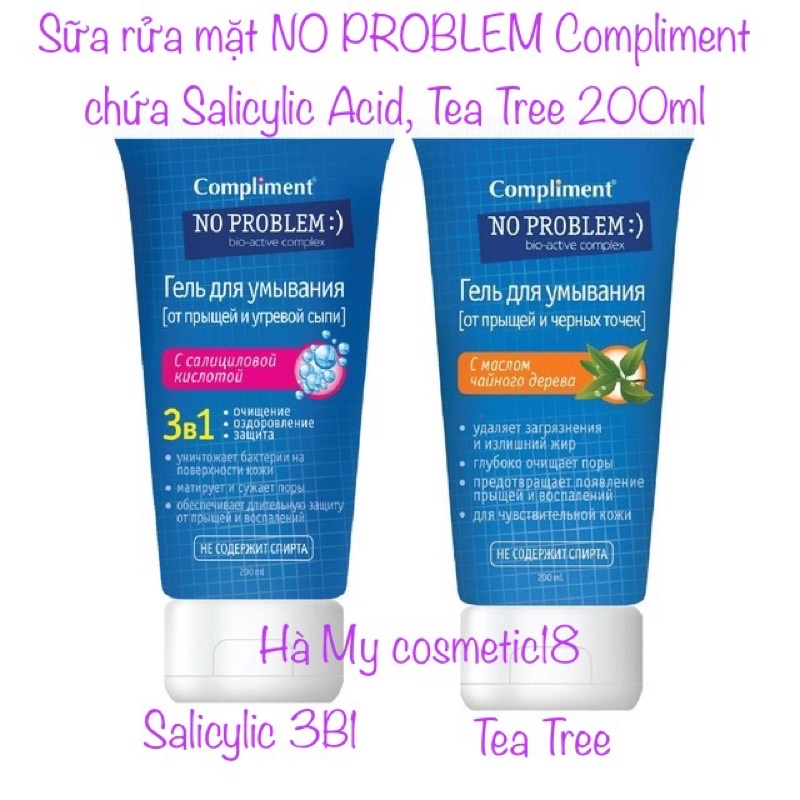 Gel sữa rửa mặt BHA , AHA  & toner BHA ,AHA Compliment 200ml