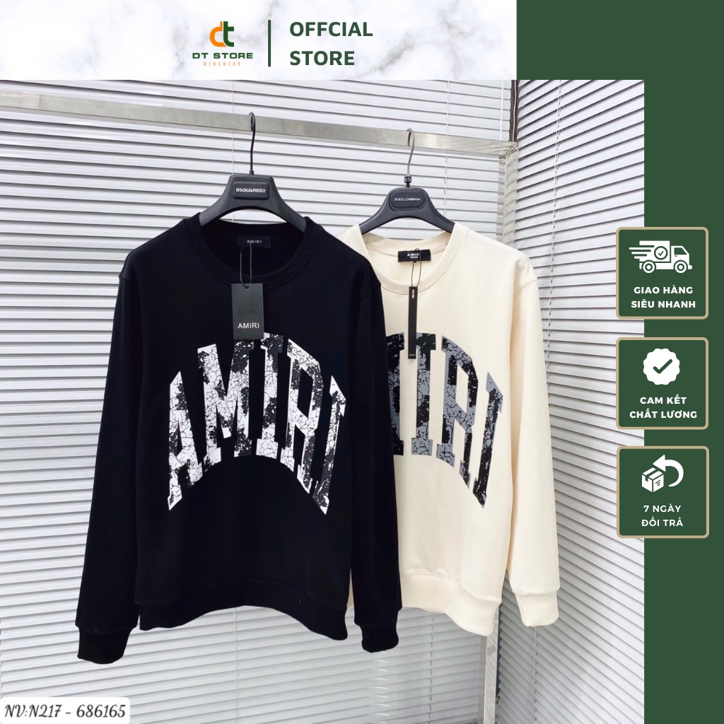 Áo Sweater Nam Amiri Họa Tiết Chữ In 3D Trược Ngực Cực Chất - Áo Nỉ Nam Nữ Amiri Chất Nỉ Da Cá Mềm Mịn DT STORE MENWEAR