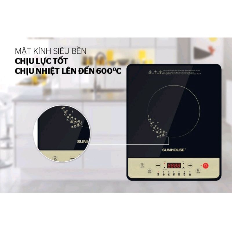 Bếp từ Sunhouse SHD6148 - Bếp từ đơn 18 cm, màu đen, công suất 2000W, Việt Nam