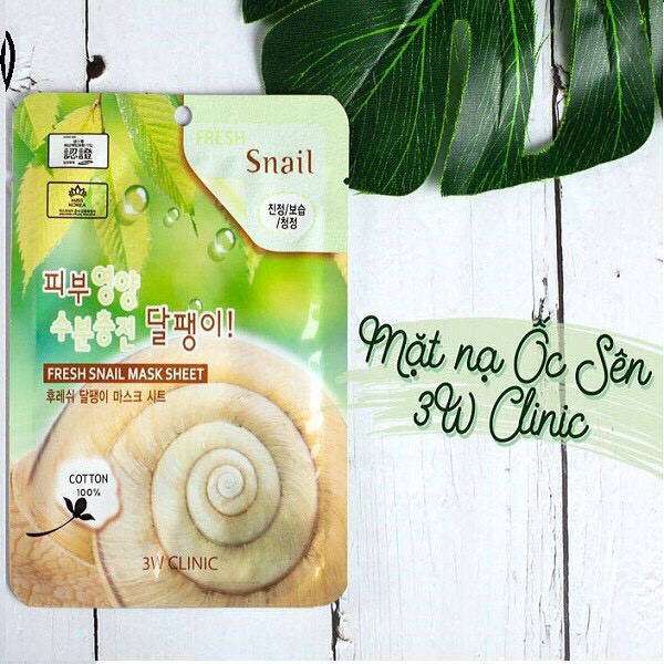 Combo 5 Mặt Nạ Dưỡng Chất Collagen Ốc Sên 3W Clinic Fresh Snail Mask Sheet 23ml x 5