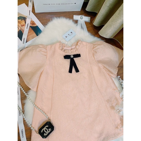 Bink Bink Top - Áo tafta vân hoa nổi tay bồng đính nơ 🎀🎀 | BigBuy360 - bigbuy360.vn