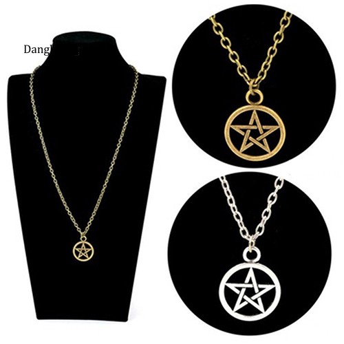 【DGLG】Women Men Round Hollow Star Pentagram Pendant Necklace Xmas Gift Cool Jewelry