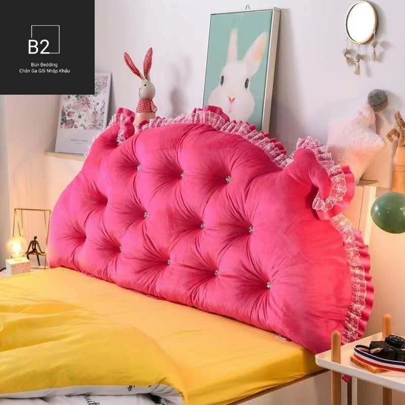 Gối Tựa Đầu Giường Đính Khuy Đá Trang Trí Phòng Ngủ, Gối Tựa Lưng Dài 1M5 Và 1M8