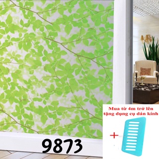 Giấy dán kính mờ khổ 45cm và 90cm dài đặt theo số lượng x1m mã 9873 lá xanh