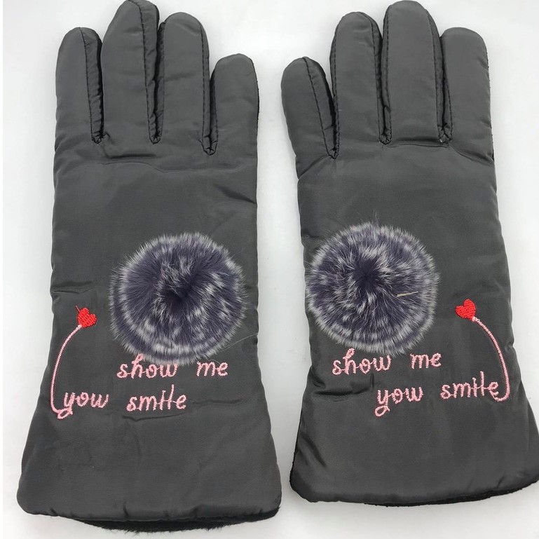 Găng tay đi xe máy lót nỉ họa tiết hình bông hoa, tất tay giữ ấm mùa đông, chống thấm nước, chống gió hiệu quả