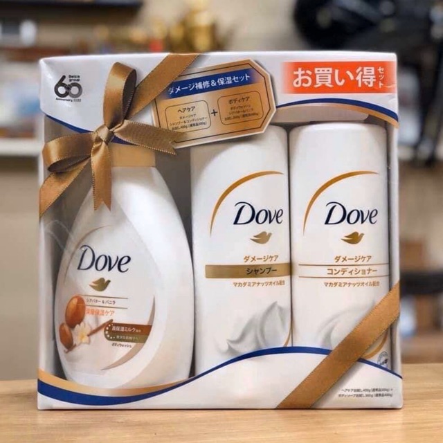 Set sữa tắm - dầu gội - dầu xả DOVE Nhật nội địa thích hợp sử dụng hàng ngày hoặc làm quà tặng