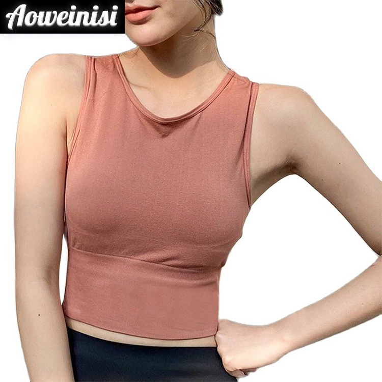 Áo lót thể thao AOWEINISI sát nách màu trơn thoáng khí thoải mái năng động dành cho nữ