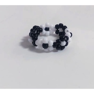 Nhẫn hoa daisy nhiều màu hạt cườm xinh xắn màu vàng, đen, trắng, đen trắng