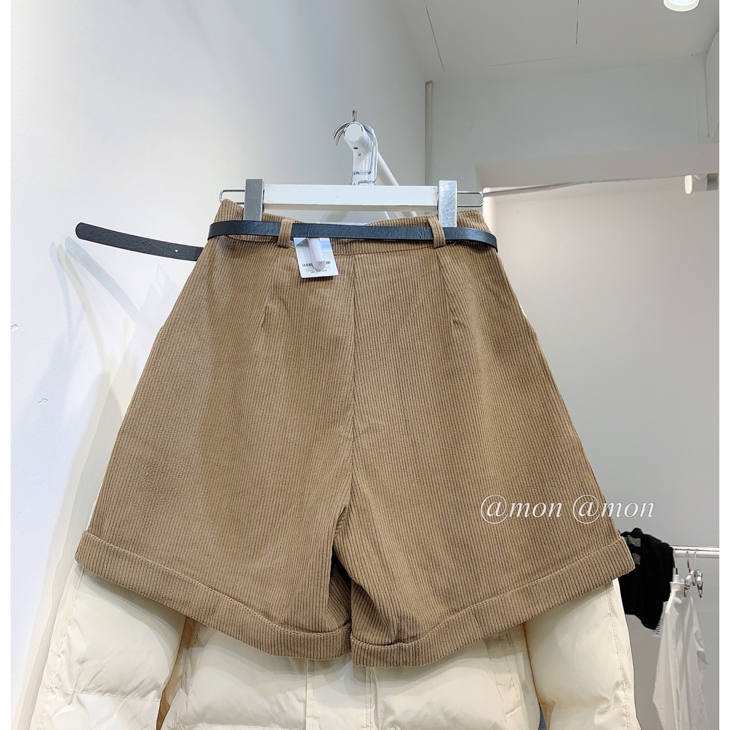 210727 Quần short nhung gân , quần short nữ thu đông, tặng kèm belt, 4 màu.