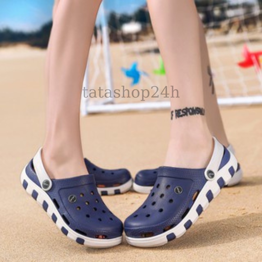 Dép Cross Unisex xanh dương - Dép nhựa nam nữ đi mưa siêu nhẹ