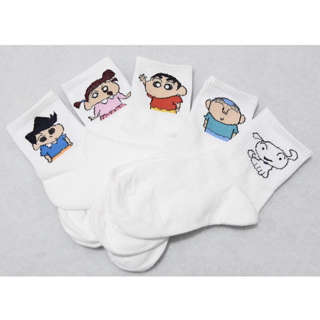 Tất cổ cao, vớ nữ trắng họa tiết hình thú xinh xắn cute vải cotton co giãn thời trang Hàn Quốc- PEACH Home