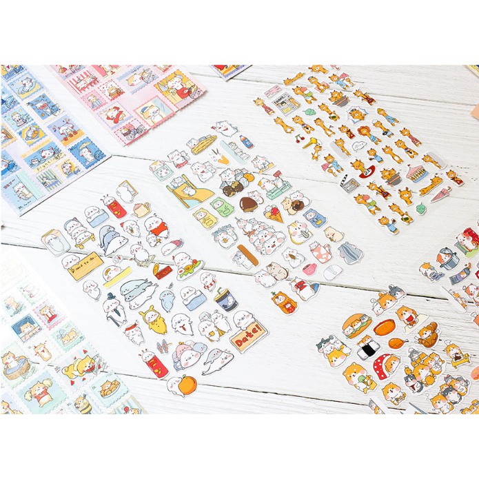 Set 50 hình dán Sticker họa tiết dễ thương để trang trí album / nhật ký / sổ lưu niệm DIY  không thấm nước