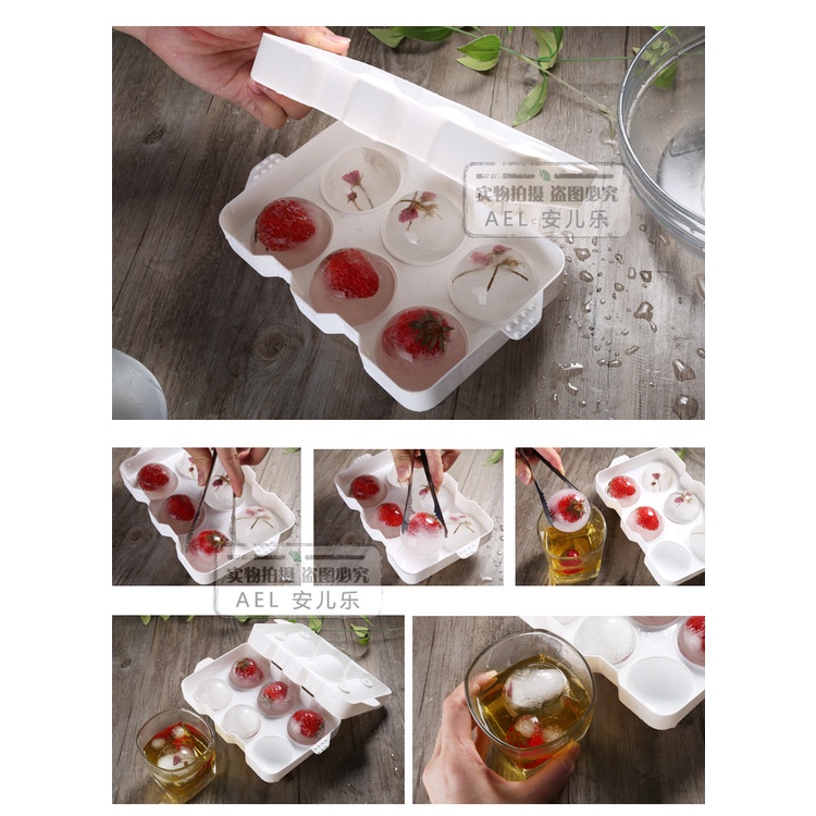 Khuôn Làm Đá 6 Ngăn Hình Tròn Tiện Lợi