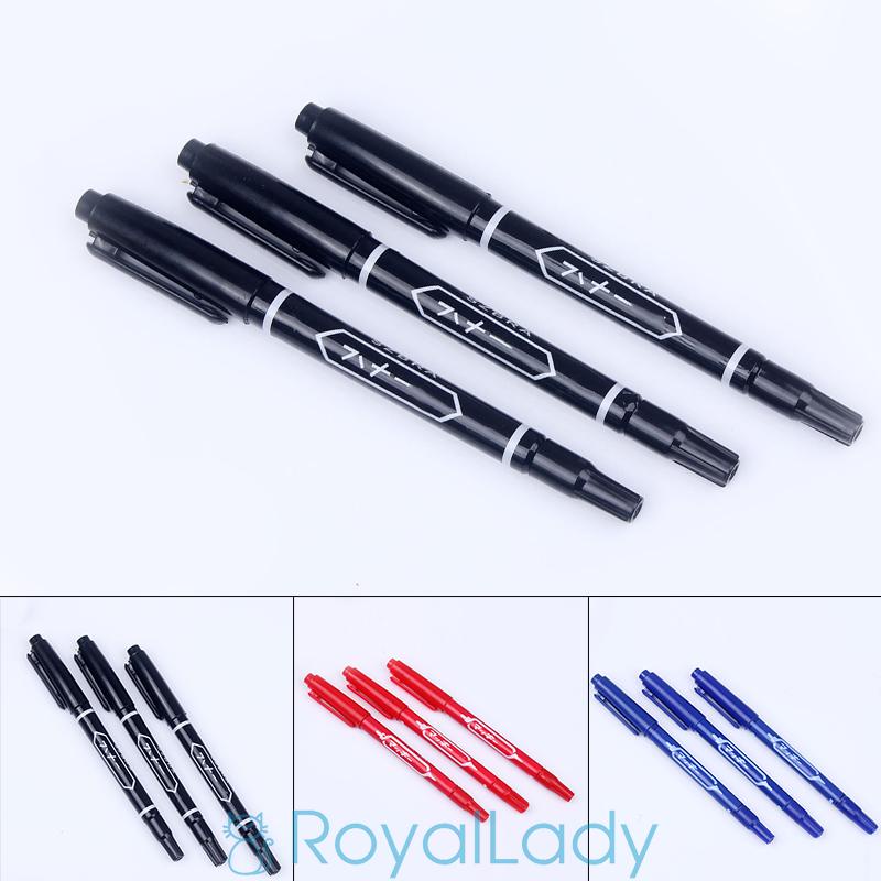 Set 3 Bút Lông Dầu Hai Đầu Màu Xanh Dương / Đỏ / Đen