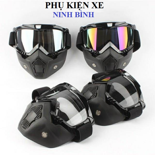 Mặt Nạ Kèm Kính Beon 3/4 Khuôn Mặt, Mặt Nạ Kính Phượt, Chống Bụi, Chống Hơi Nước