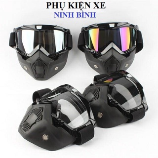 Mặt nạ kèm kính beon 3/4 khuôn mặt, mặt nạ kính phượt, chống bụi, chống hơi nước
