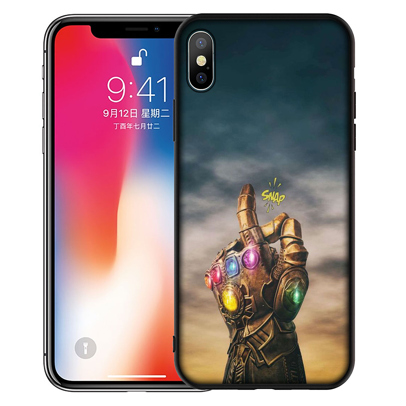 iPhone 12 Mini 11 Max Pro SE 2020 XR Phone Case Soft Silicone Casing Thanos vs avengers Marvel