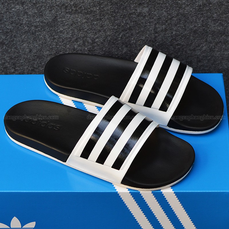 Dép Adidas Cloudfoam Sample 2018 màu đen đế trắng sọc đen