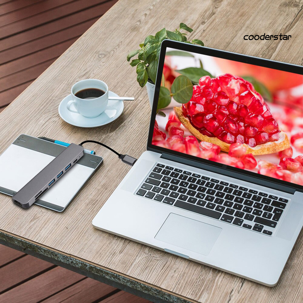 Bộ Hub cắm sạc 4K HDMI USB 3.0 sang USB-C 7 trong 1 cho laptop máy tính