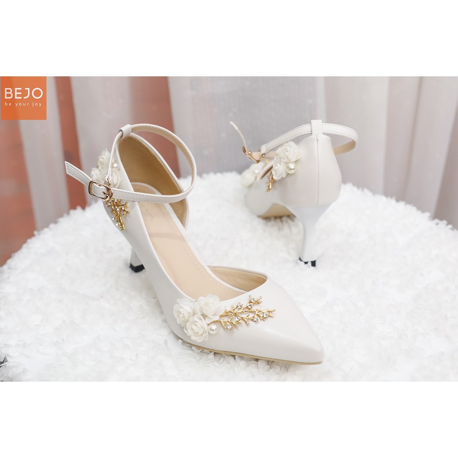 GIÀY CƯỚI - GIÀY CÔ DÂU BEJO H88G -THUYỀN HOA TRẮNG - WEDDING SHOES