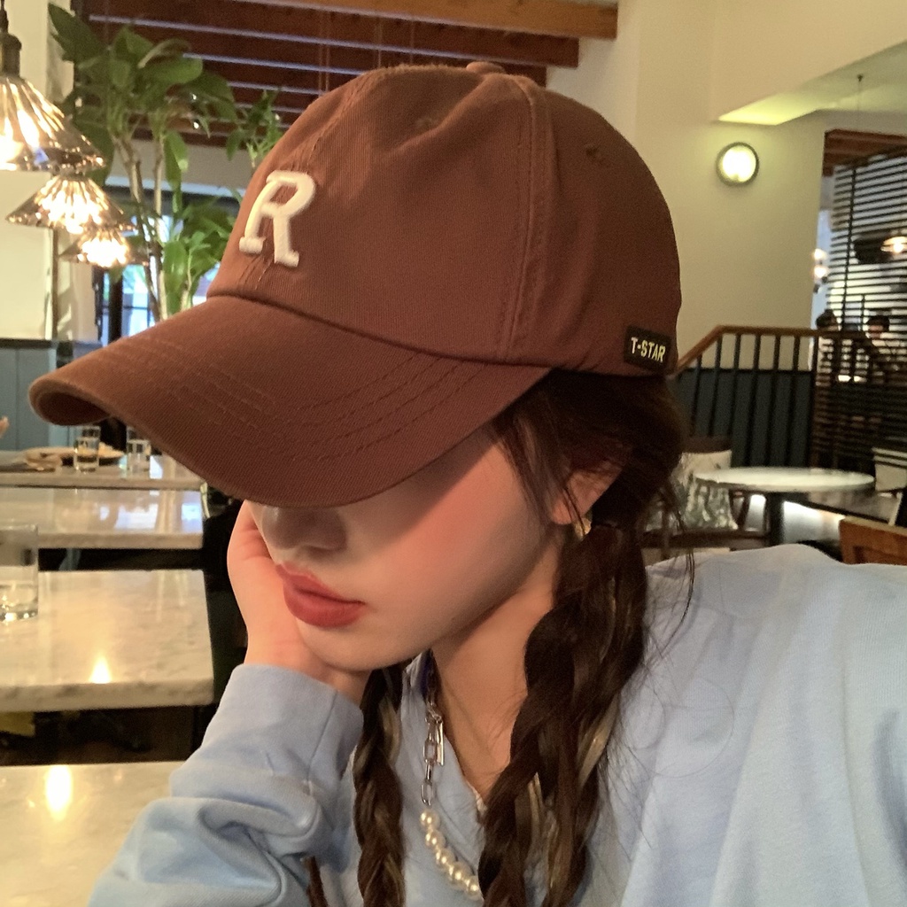 Mũ Lưỡi Trai Thêu Chữ R Phong Cách Hàn Quốc Cho Nữ