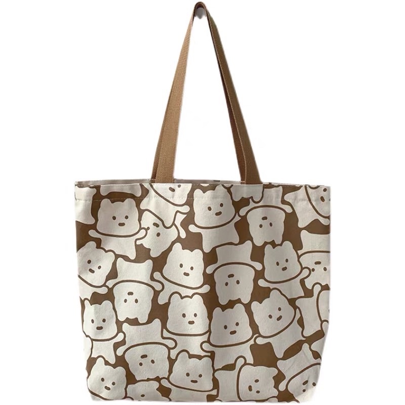 Túi Xách Tay , Túi Vải Gấu Nâu Size To Tiện Dụng Mang Đi Học, Đi Chơi