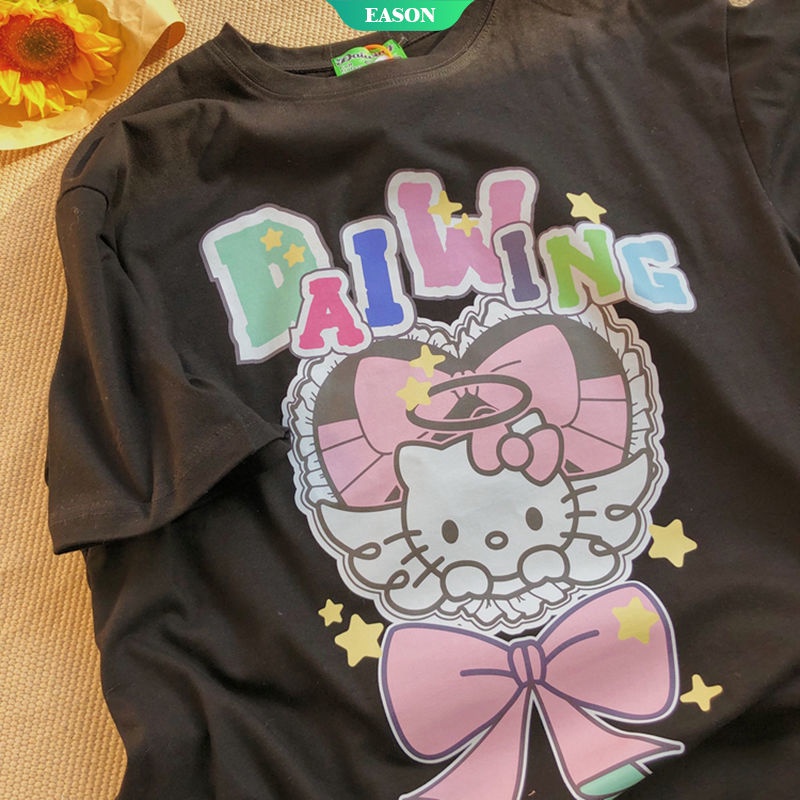Áo Thun Tay Ngắn In Hình Mèo Hello Kitty Dễ Thương Cho Nam Và Nữ