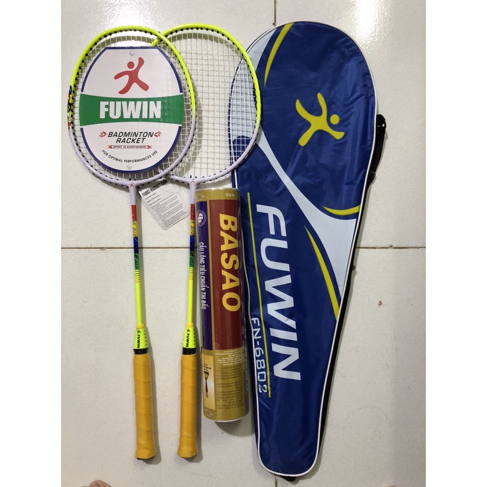 ComBo 2 Cây vợt Cầu lông FuWin Đánh Tập + 1 Hộp Cầu 3 Sao + Túi Đựng Vợt ( Màu Sắc Ngẫu Nhiên )