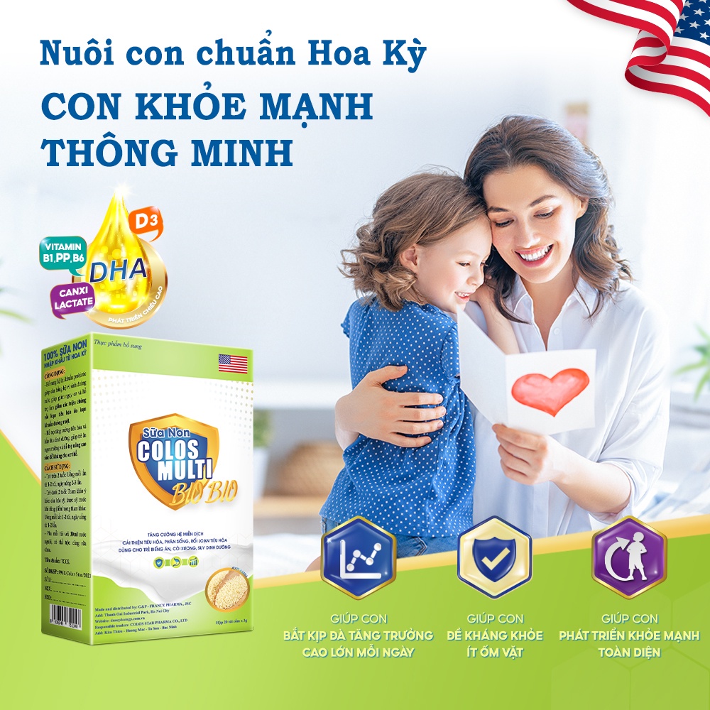 [Quà tặng] Combo 2 hộp Colosmulti BioBio hộp 20 gói x 3g tăng cường, bảo vệ hệ tiêu hóa