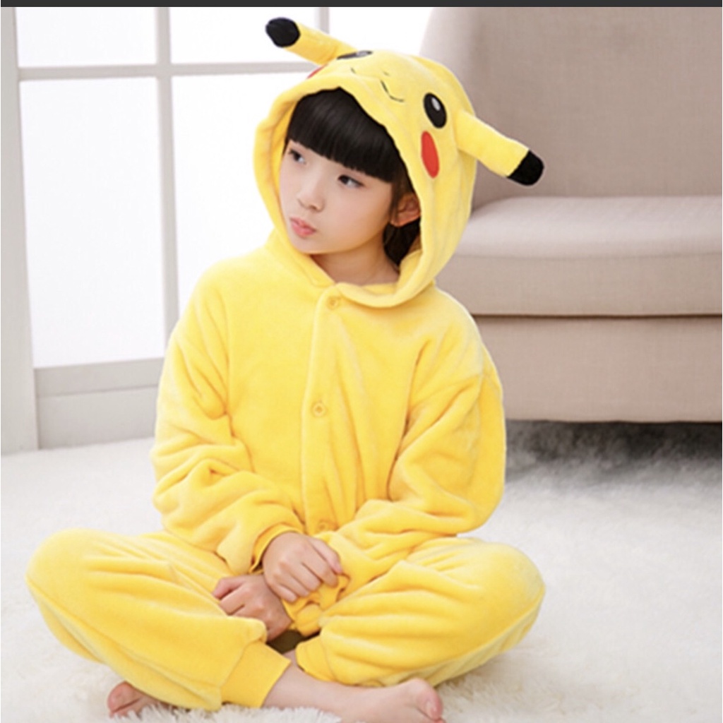 (Hàng Sẵn, Loại Đẹp) Bộ Đồ Thú Pikachu Cho Bé, Bộ Đồ Liền Thân Pikachu Trẻ Em