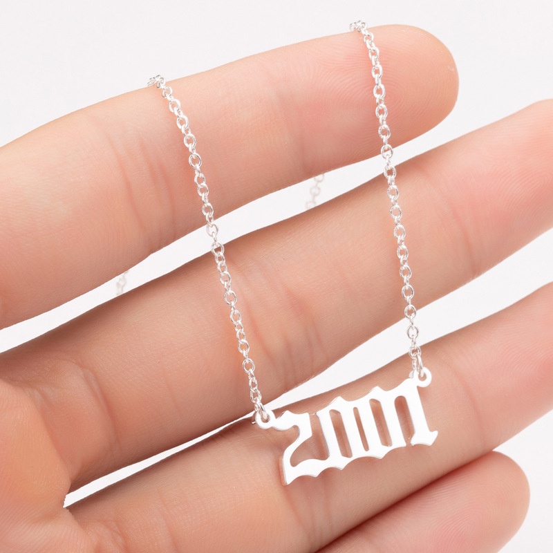 Vòng cổ Thép Không Gỉ Mặt Kỹ Thuật Số Năm Mới Cá Tính