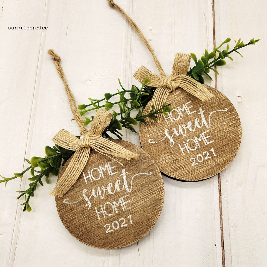 Bảng hiệu chào mừng bằng gỗ tròn với lá giả trang trí nhà ở Vintage