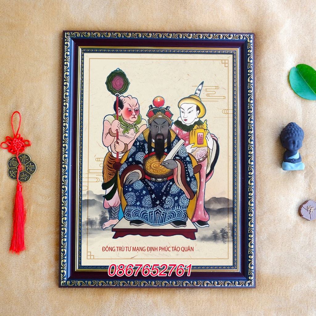 Tranh  thờ Ông Táo   gồm khung 38x50cm y ảnh