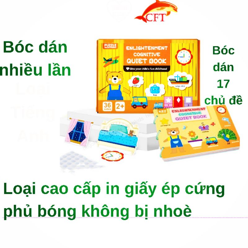 Học liệu bóc dán Montessori 17 chủ đề sách bóc dán thông minh loại cao cấp