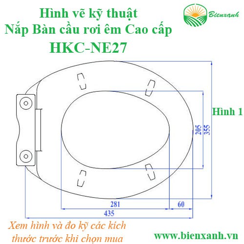 Nắp bàn cầu rơi êm cao cấp HKC-NE27